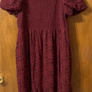 LC Lauren Conrad Burgundy Lace Kids Dress